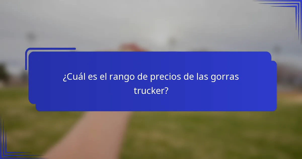 ¿Cuál es el rango de precios de las gorras trucker?