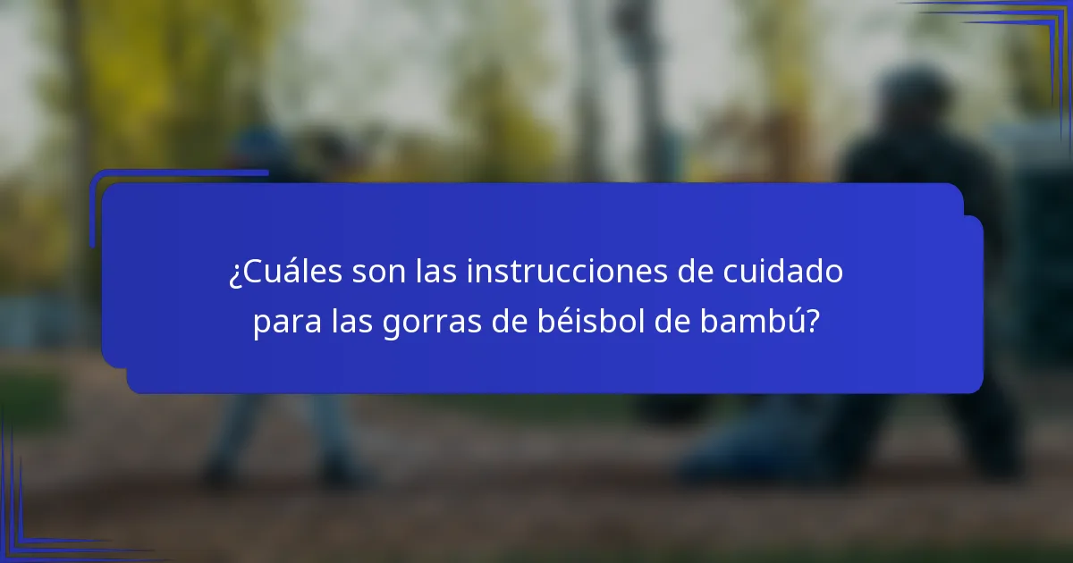 ¿Cuáles son las instrucciones de cuidado para las gorras de béisbol de bambú?