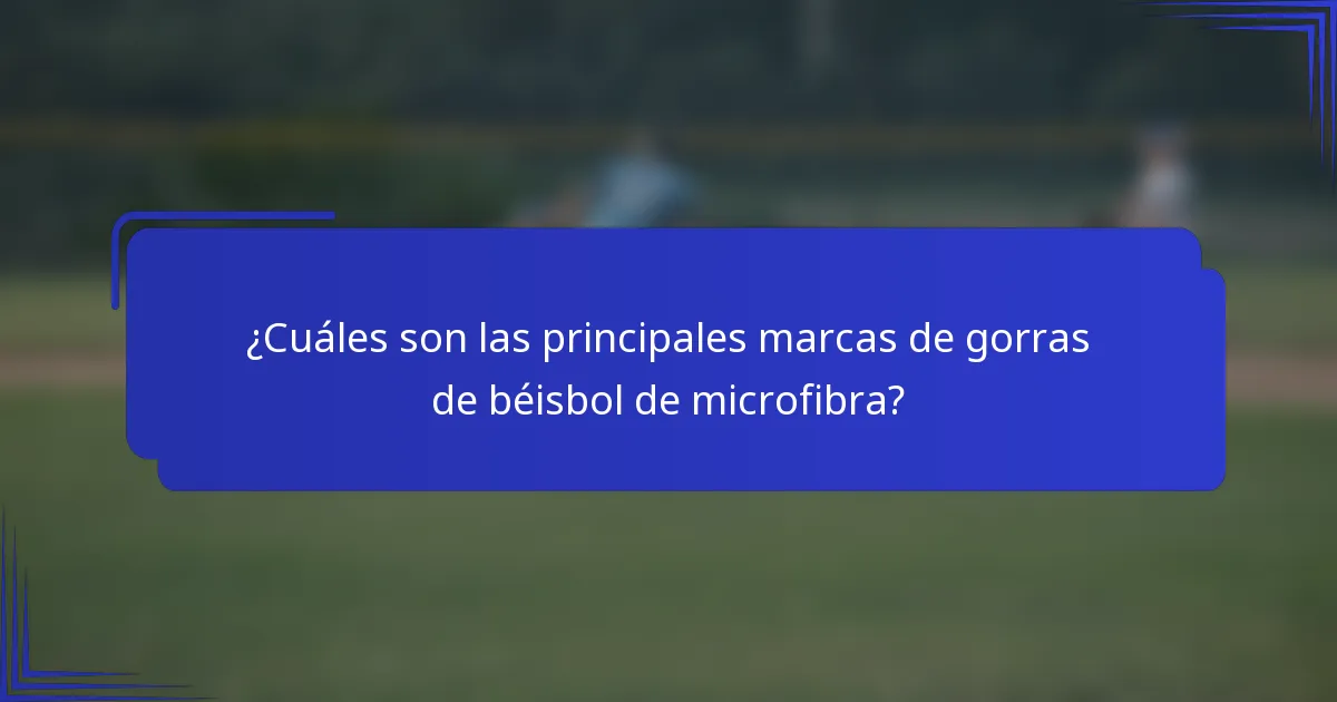 ¿Cuáles son las principales marcas de gorras de béisbol de microfibra?