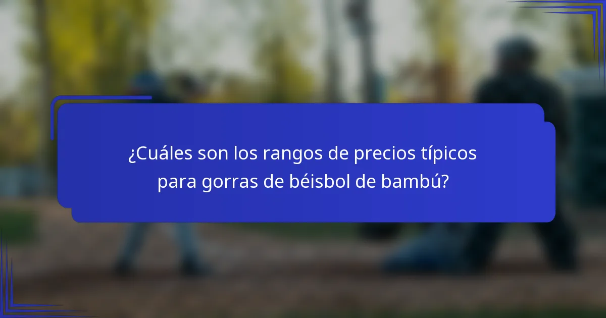 ¿Cuáles son los rangos de precios típicos para gorras de béisbol de bambú?