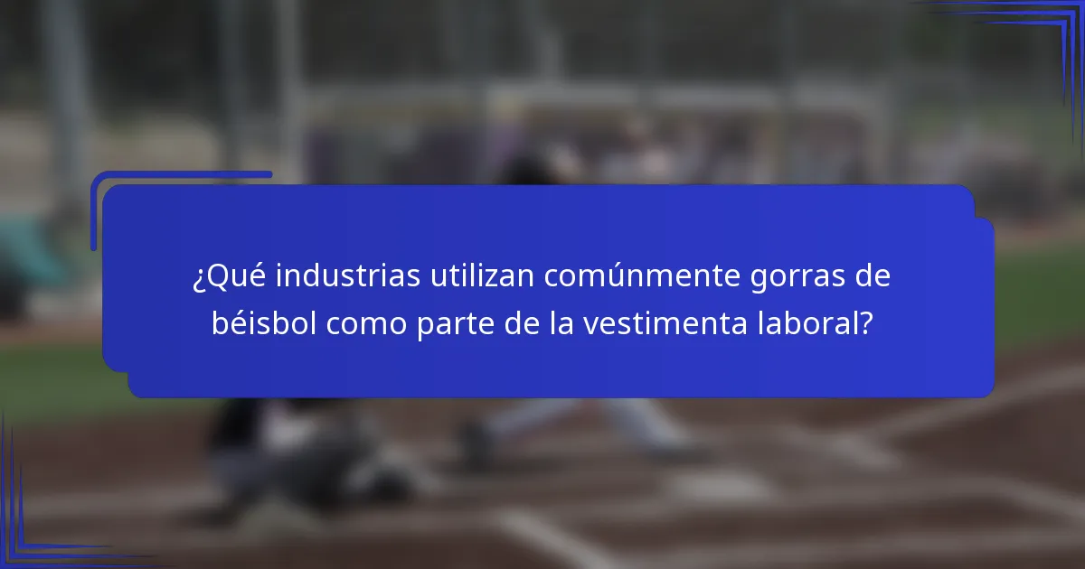 ¿Qué industrias utilizan comúnmente gorras de béisbol como parte de la vestimenta laboral?