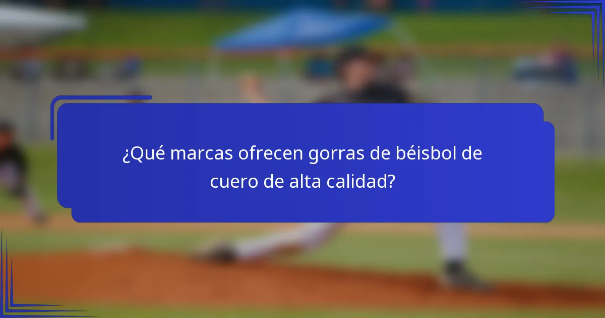 ¿Qué marcas ofrecen gorras de béisbol de cuero de alta calidad?