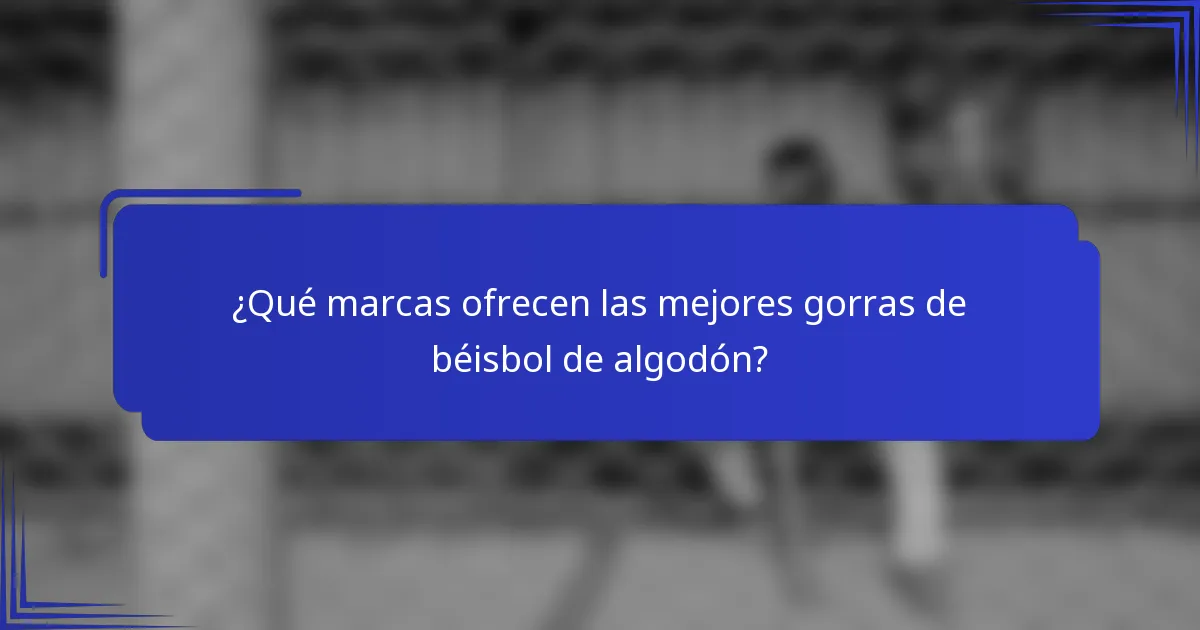 ¿Qué marcas ofrecen las mejores gorras de béisbol de algodón?